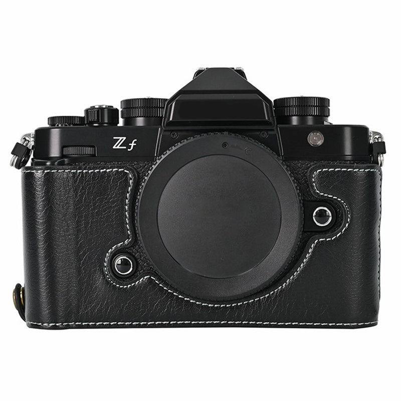 For Nikon Z f Tree Bark Leather Bottom Case Half Camera Cover with Battery Opening For Nikon Z f Tree Bark Leather Bottom Case Half Camera Cover with Battery Opening